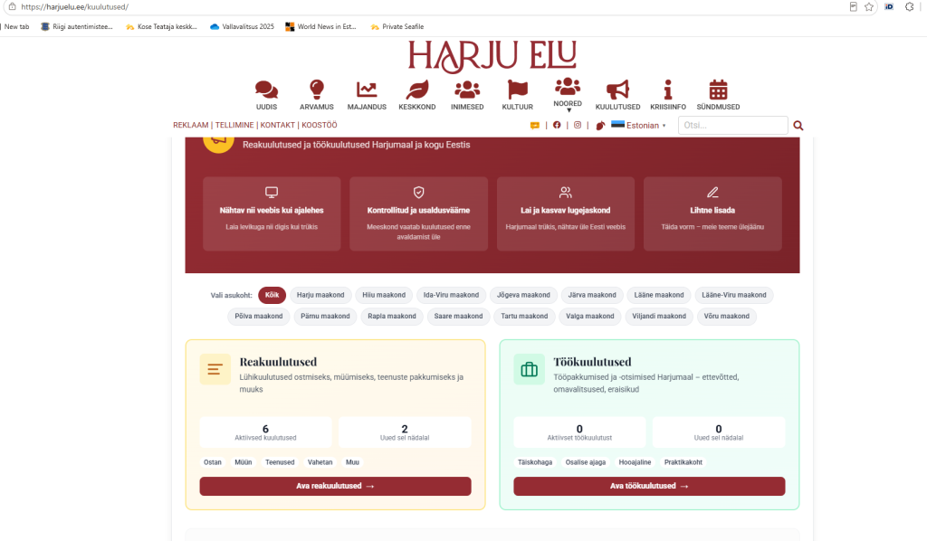 Harju Elu kuulutused